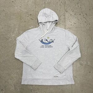 Life Is Good Hoodie Mens Large Gray Not Working Hammock‎ Pullover Sweatshirt